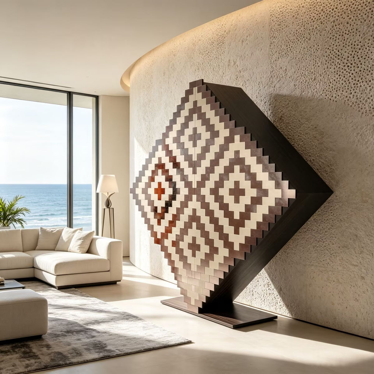 Venezia Ducale Creativity Geometry Mosaic Solid Wood Decorative Cabinet