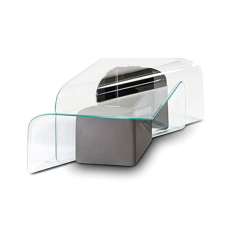 Verve Living Room High-End Creativity Metal Curved Surface Glass Coffee Table