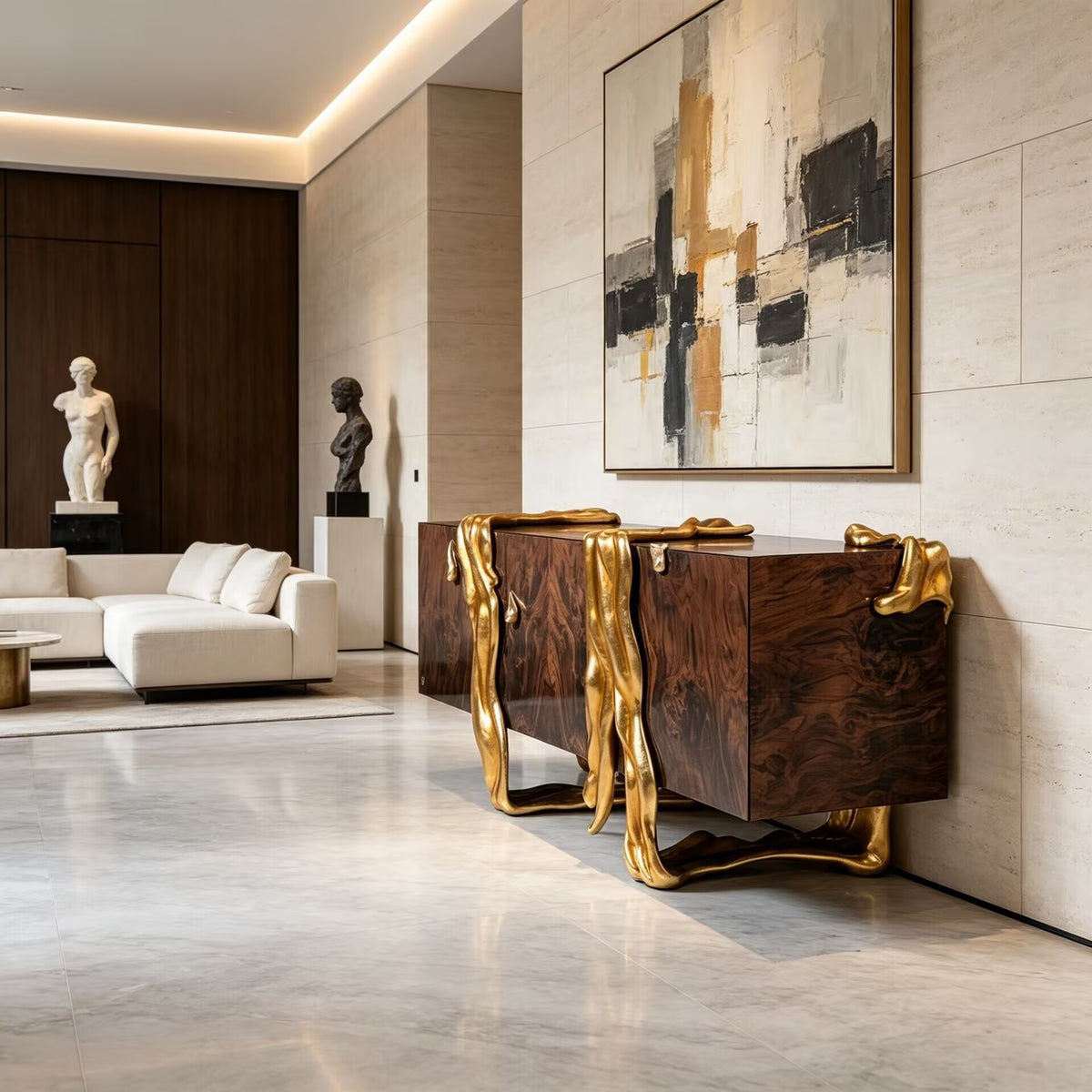 Vesuvio Modern High-End Unique Solid Wood Carving Sideboard
