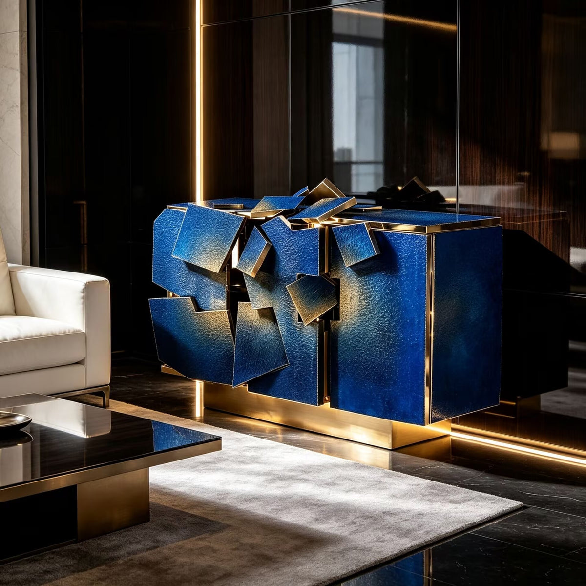 Vibration Core Luxury Artistic Designer Metal Customize Side Cabinet