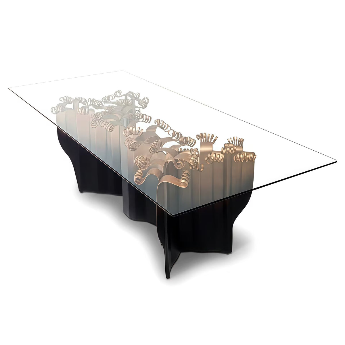 Vivo Modern Upscale Stainless Steel Art Tempered Glass Rectangle Dining Table