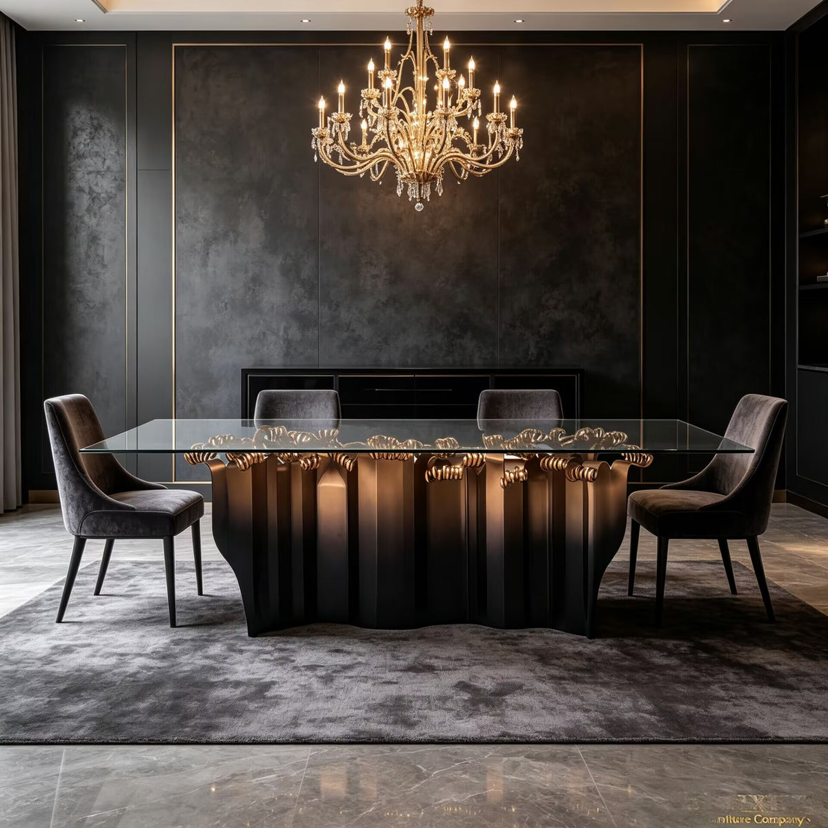 Vivo Modern Upscale Stainless Steel Art Tempered Glass Rectangle Dining Table