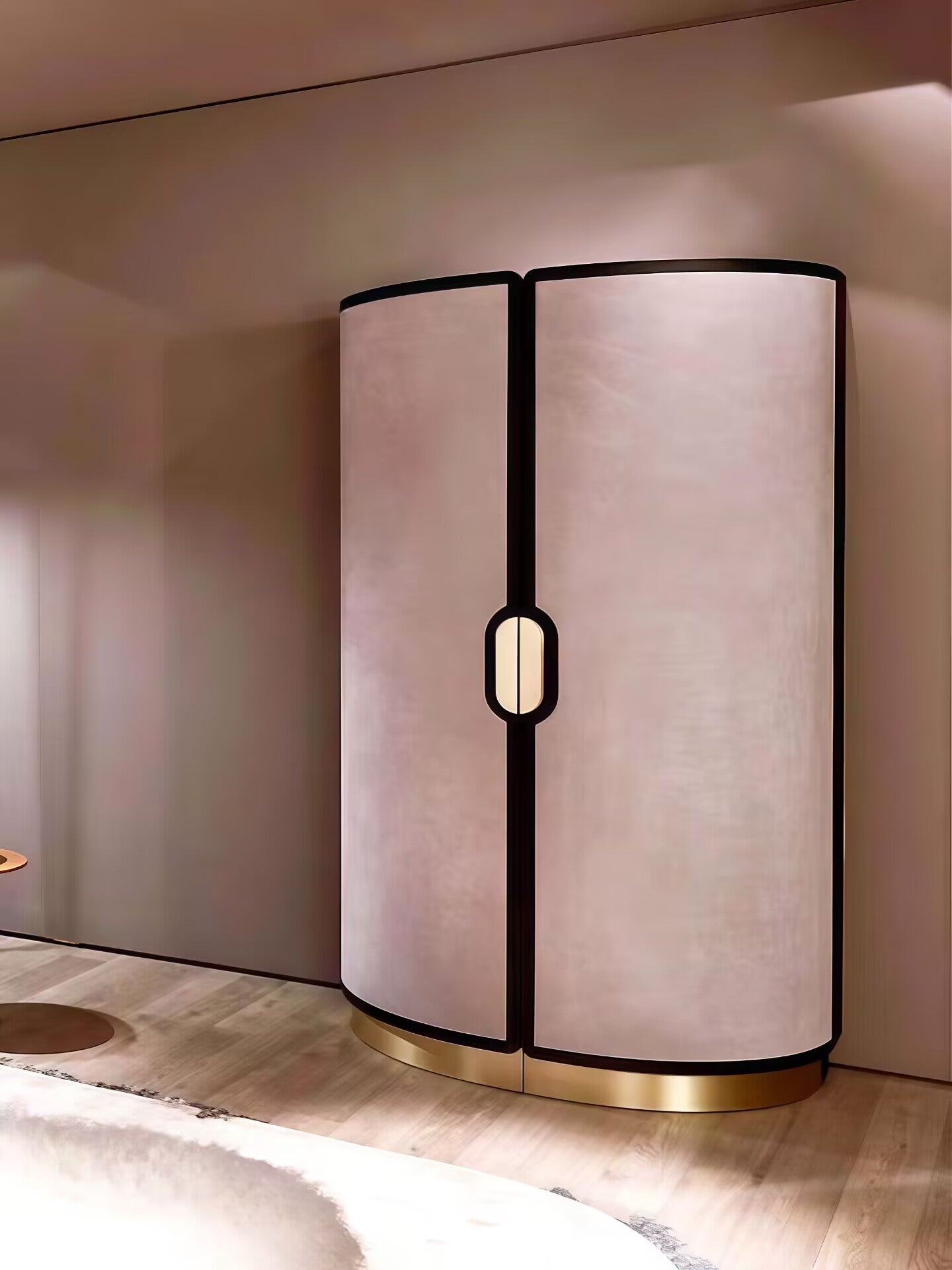 Luxurious Minimalism Solid Wood Customize Leather Wardrobe