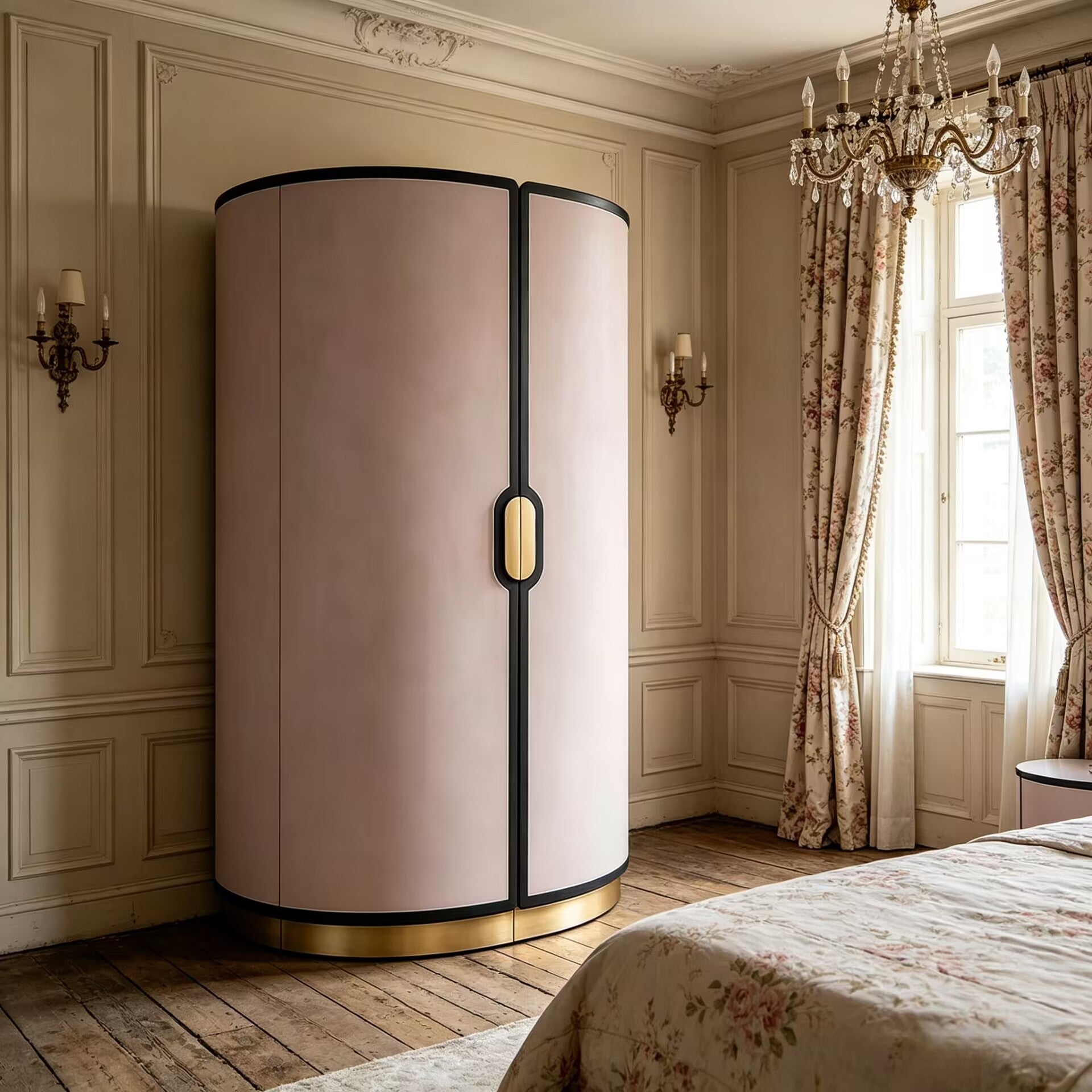 Luxurious Minimalism Solid Wood Customize Leather Wardrobe