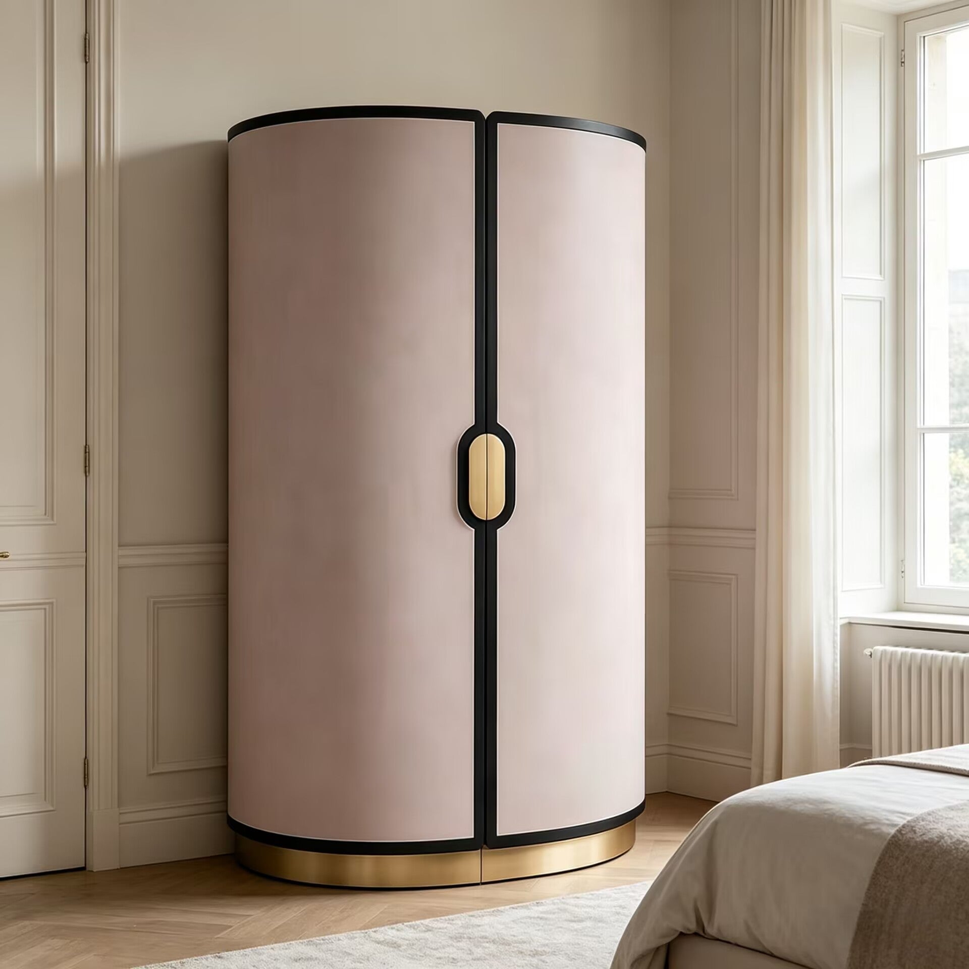 Luxurious Minimalism Solid Wood Customize Leather Wardrobe