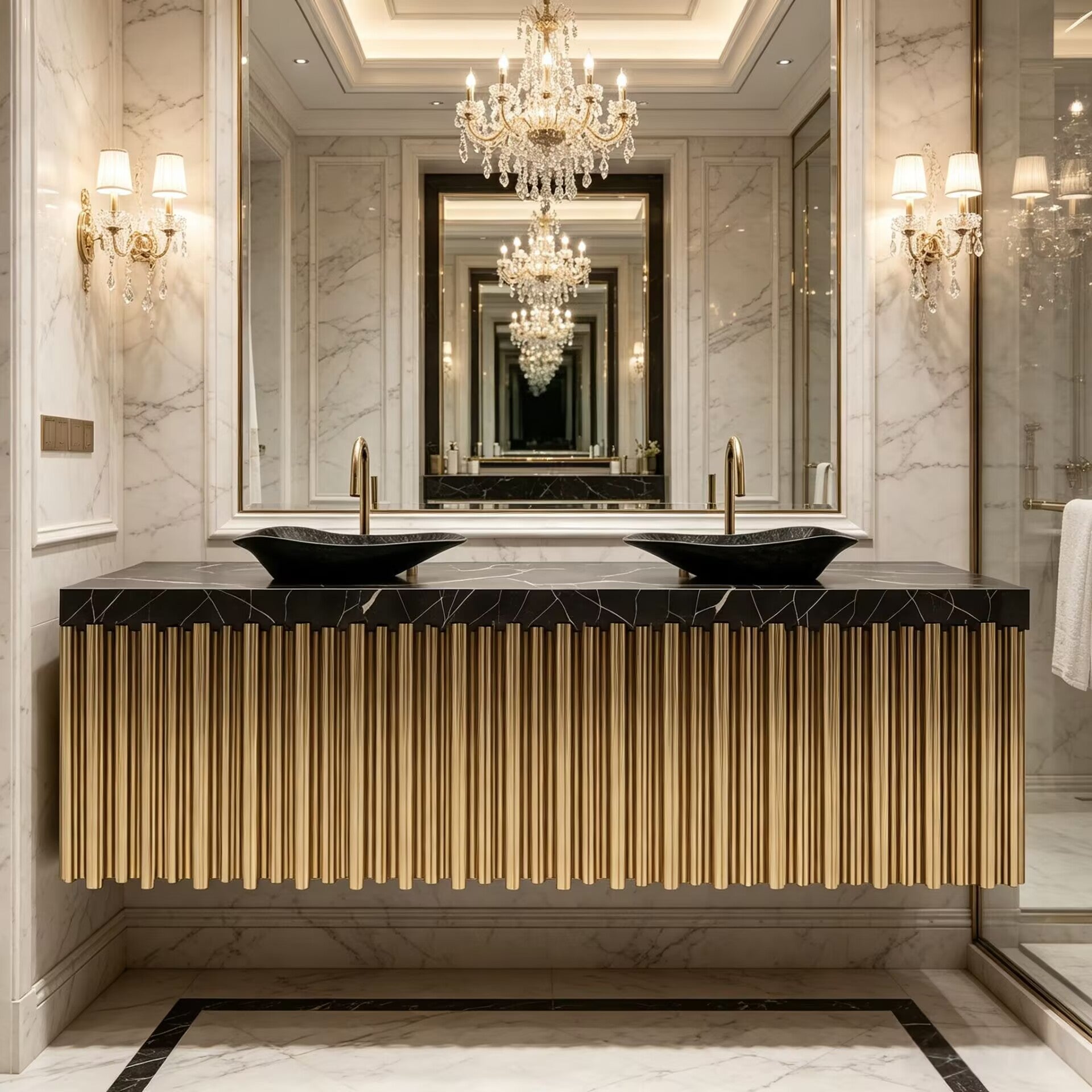 Villa Bathroom Modern Artistic Metal Creativity Marble Washbasin