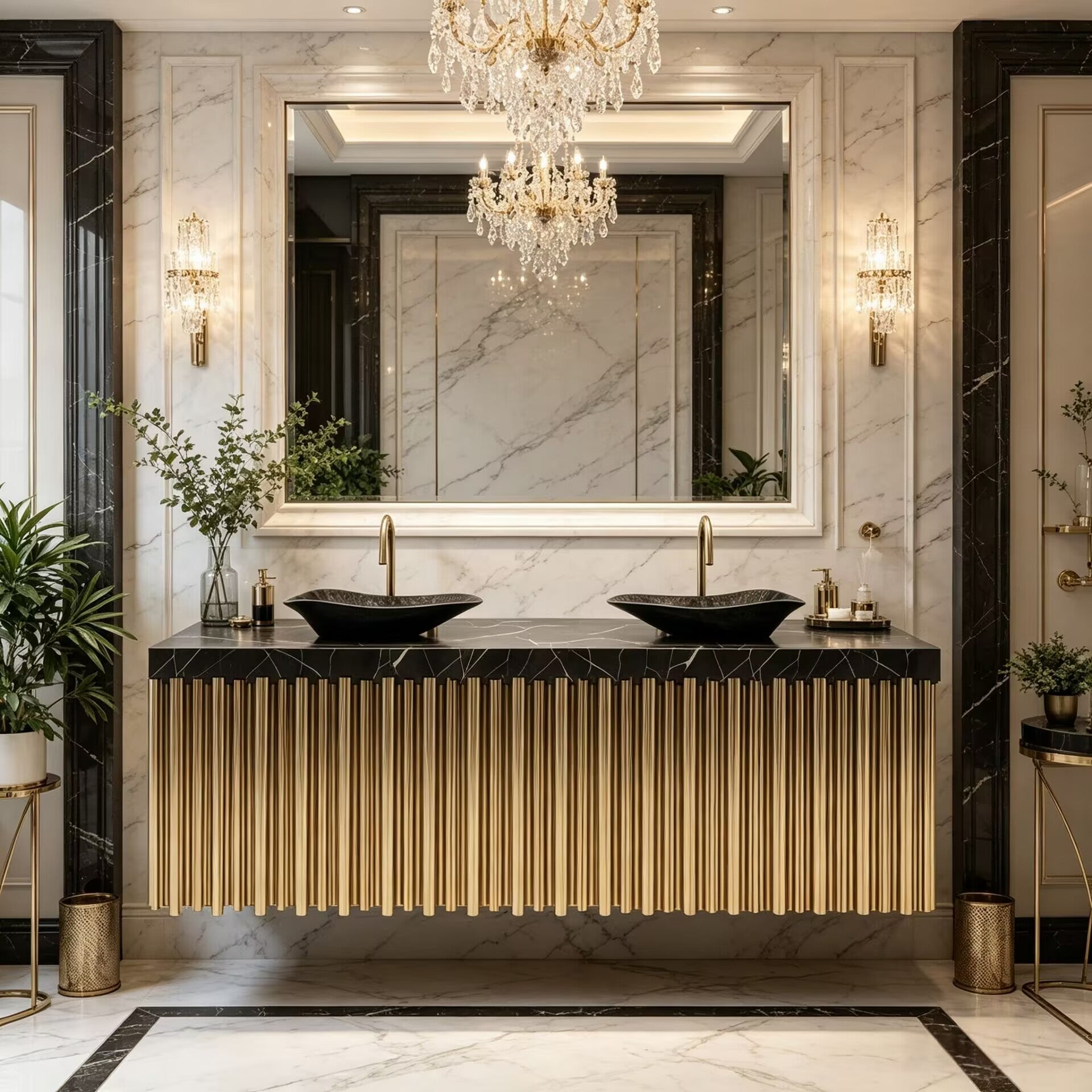Villa Bathroom Modern Artistic Metal Creativity Marble Washbasin