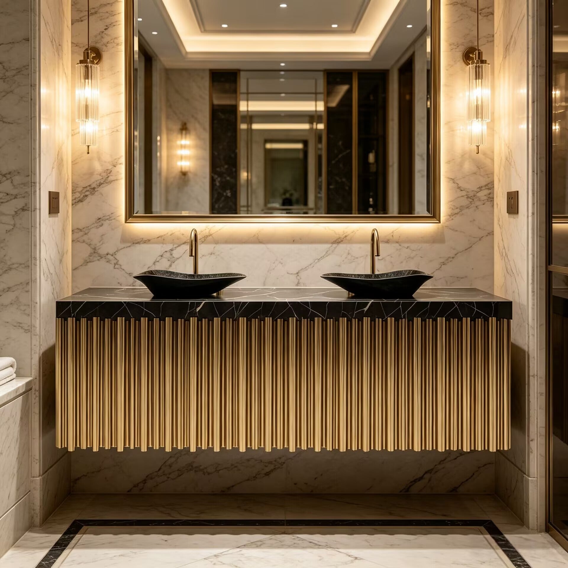 Villa Bathroom Modern Artistic Metal Creativity Marble Washbasin