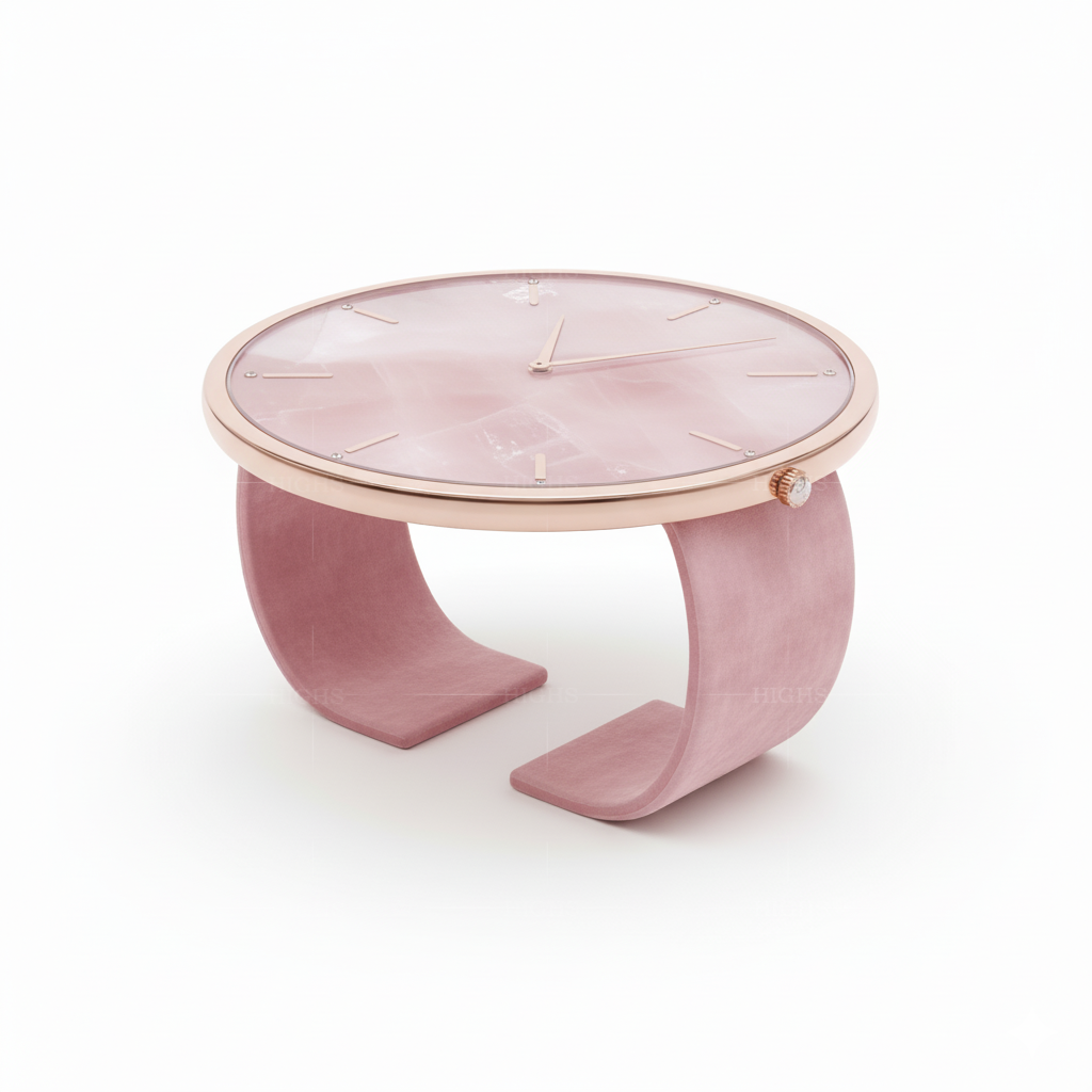 still watch offee table Pink natural marble crystal embellishment