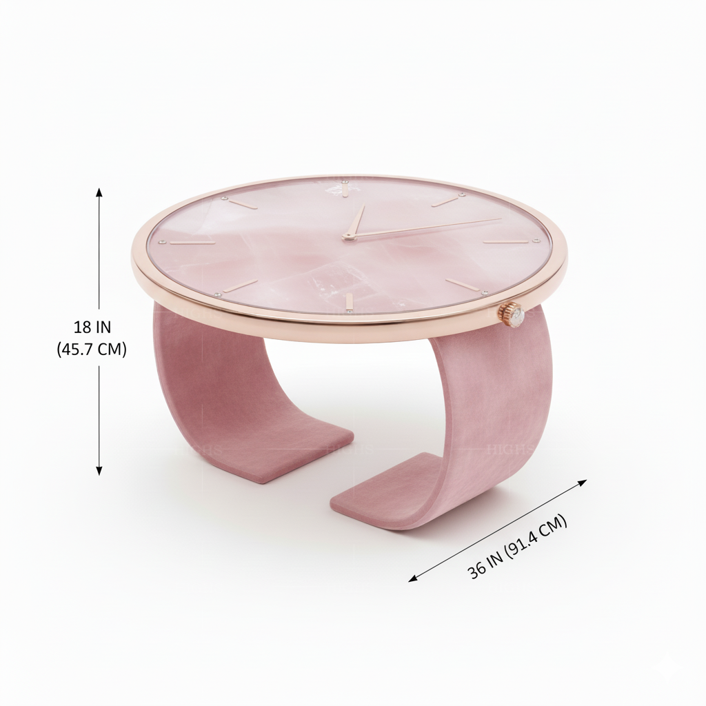 still watch offee table Pink natural marble crystal embellishment