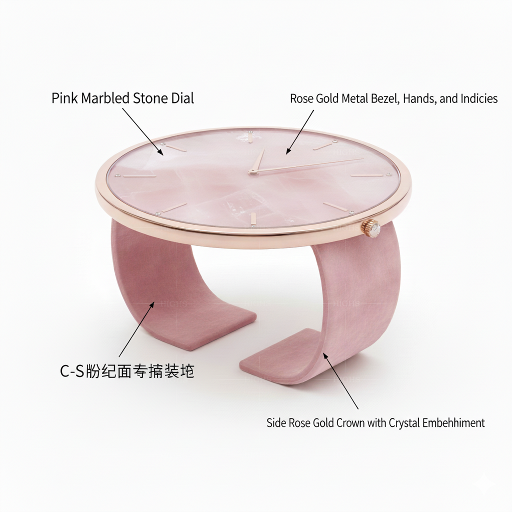 still watch offee table Pink natural marble crystal embellishment