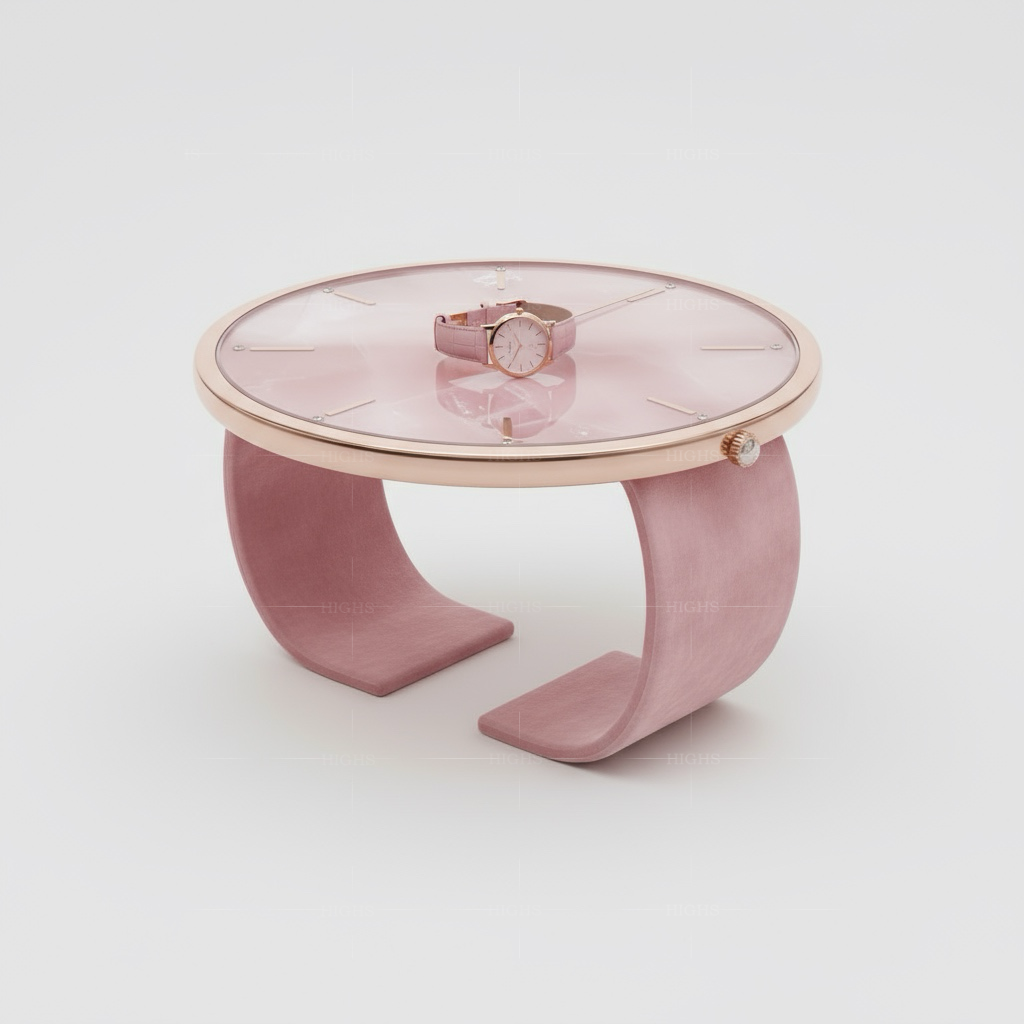still watch offee table Pink natural marble crystal embellishment