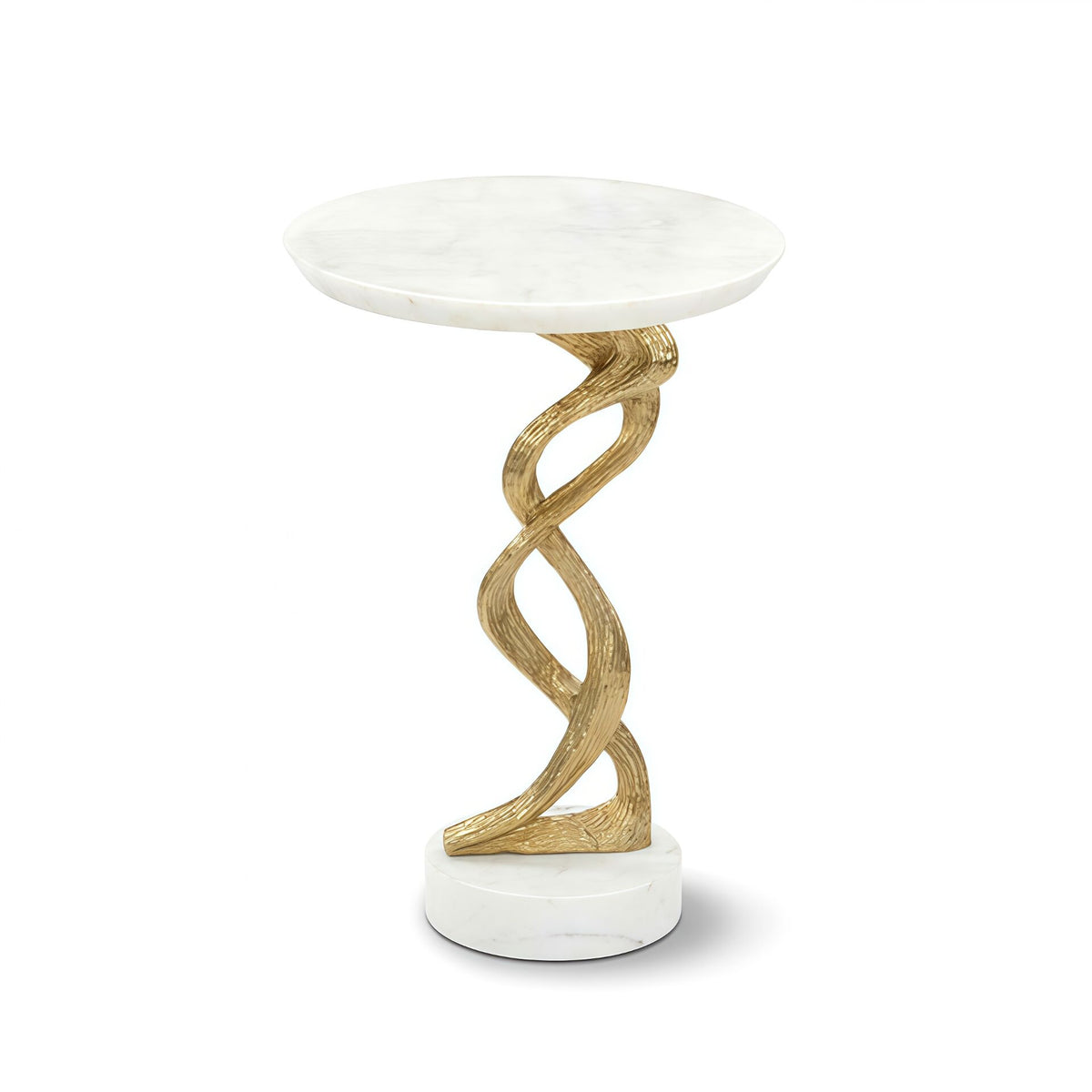 Windswept Martini Irregular Metal Upscale Marble Round Side Table