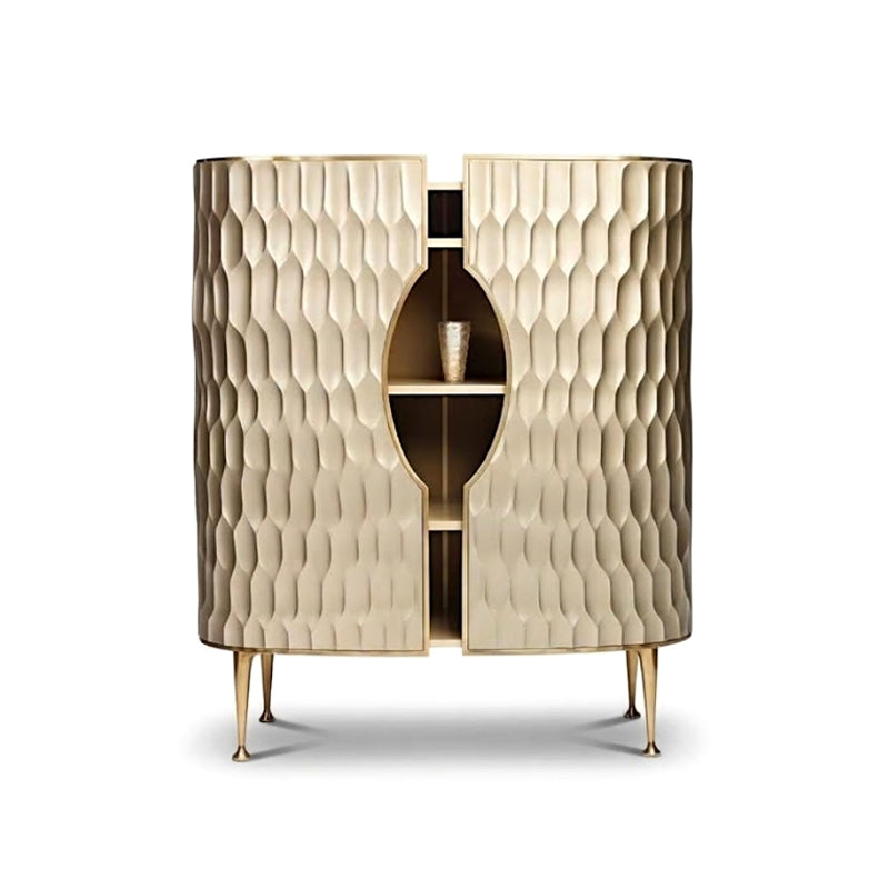 High-End Metal Unique Simple Solid Wood Fish Scales Wine Cabinet