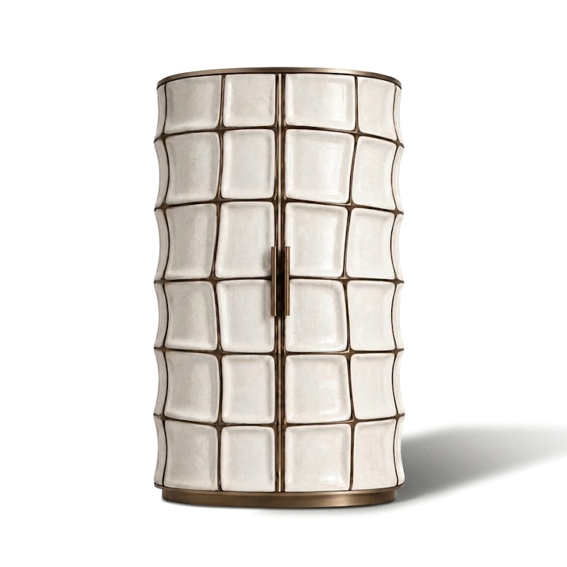 High-End Designer Ceramics Unique Geometry Metal Wine Cabinet