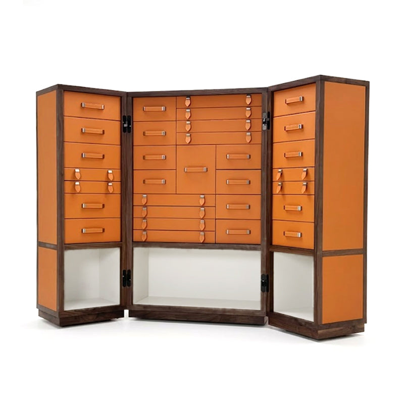 Modern Minimalism Solid Wood Saddle Leather Customize Wine Cabinet