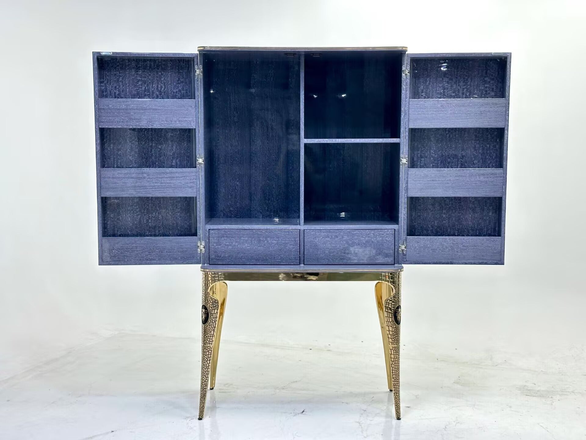 Living Room High-End Metal Simplicity Solid Wood Wine Cabinet