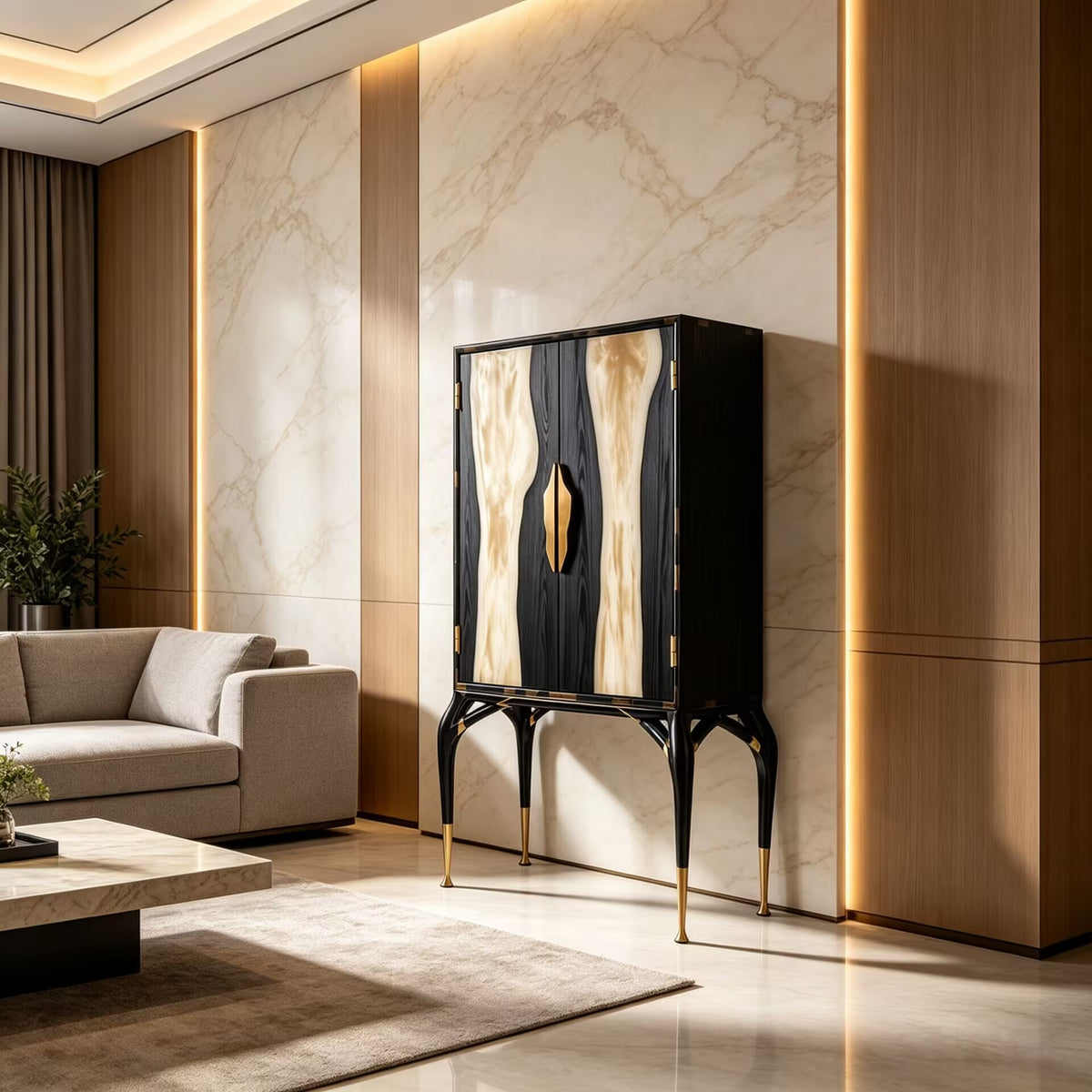 Modern Simple Solid Wood Unique High-End Customize Wine Cabinet