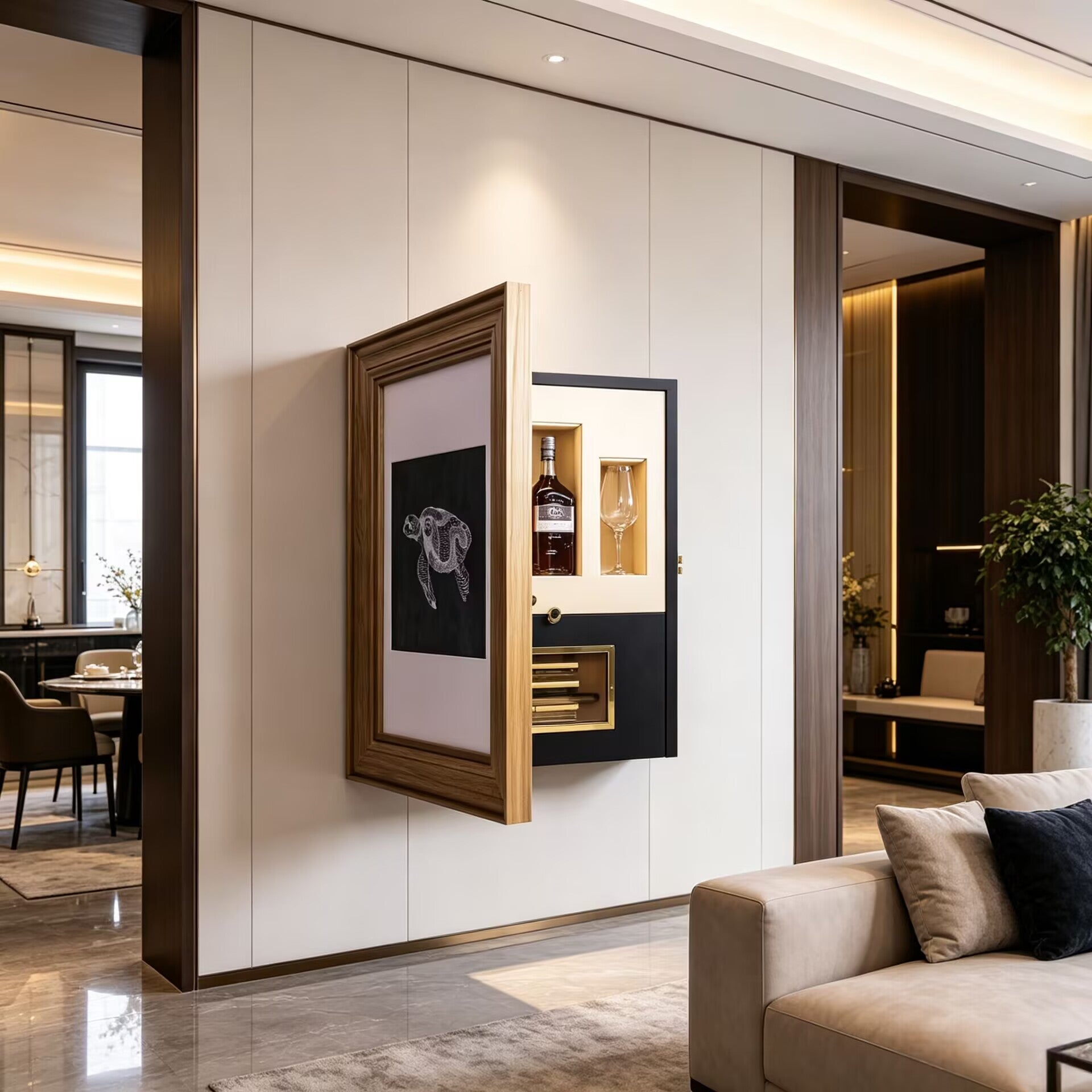 High-End Designer Solid Wood Small Wall-Mounted Wine Cabinet