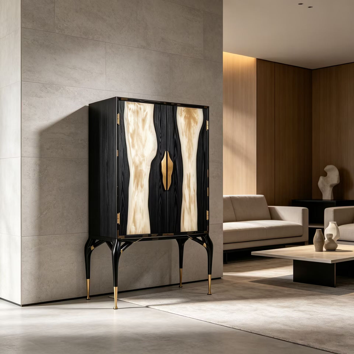 Modern Simple Solid Wood Unique High-End Customize Wine Cabinet