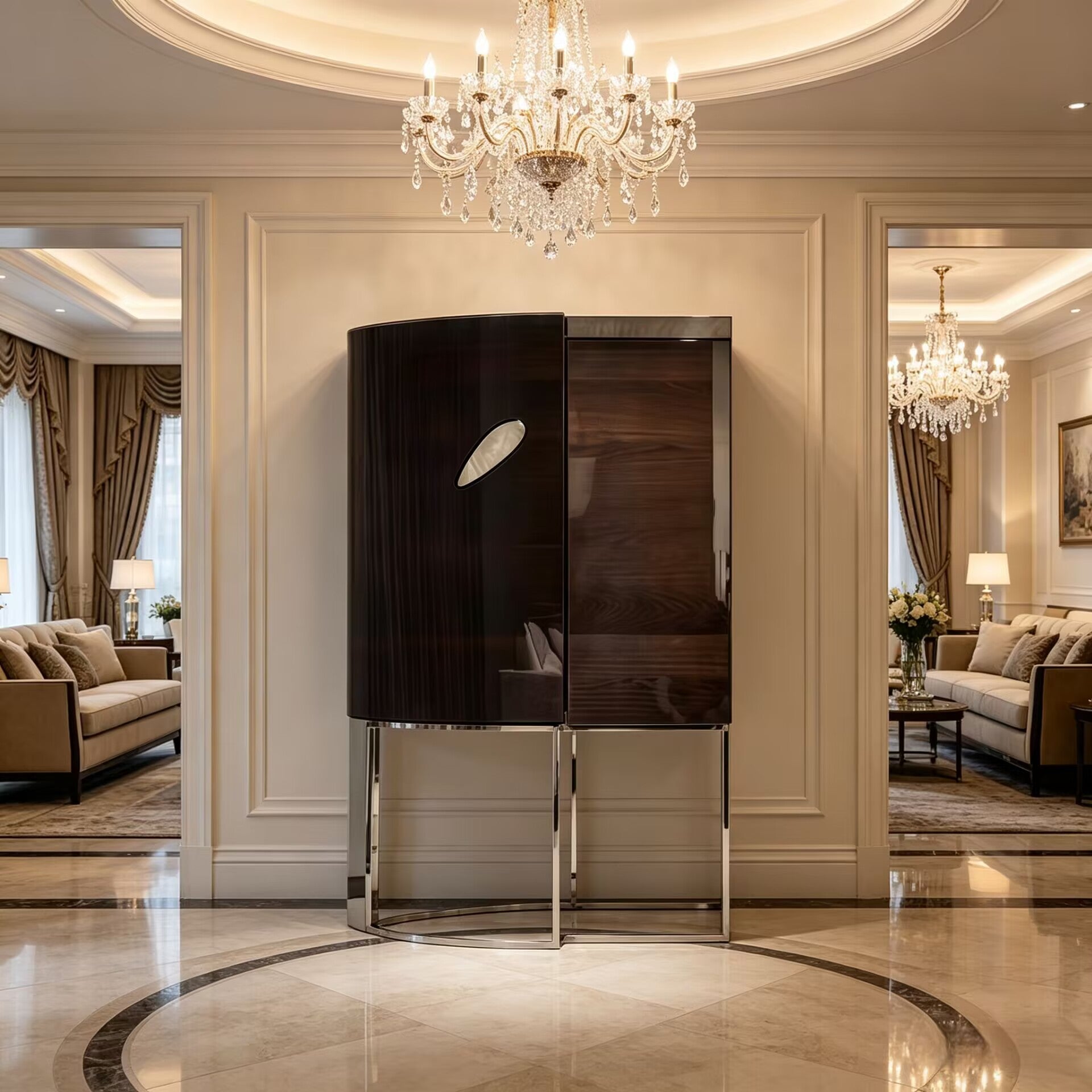 High-End Designer Artistic Customize Solid Wood Wine Cabinet