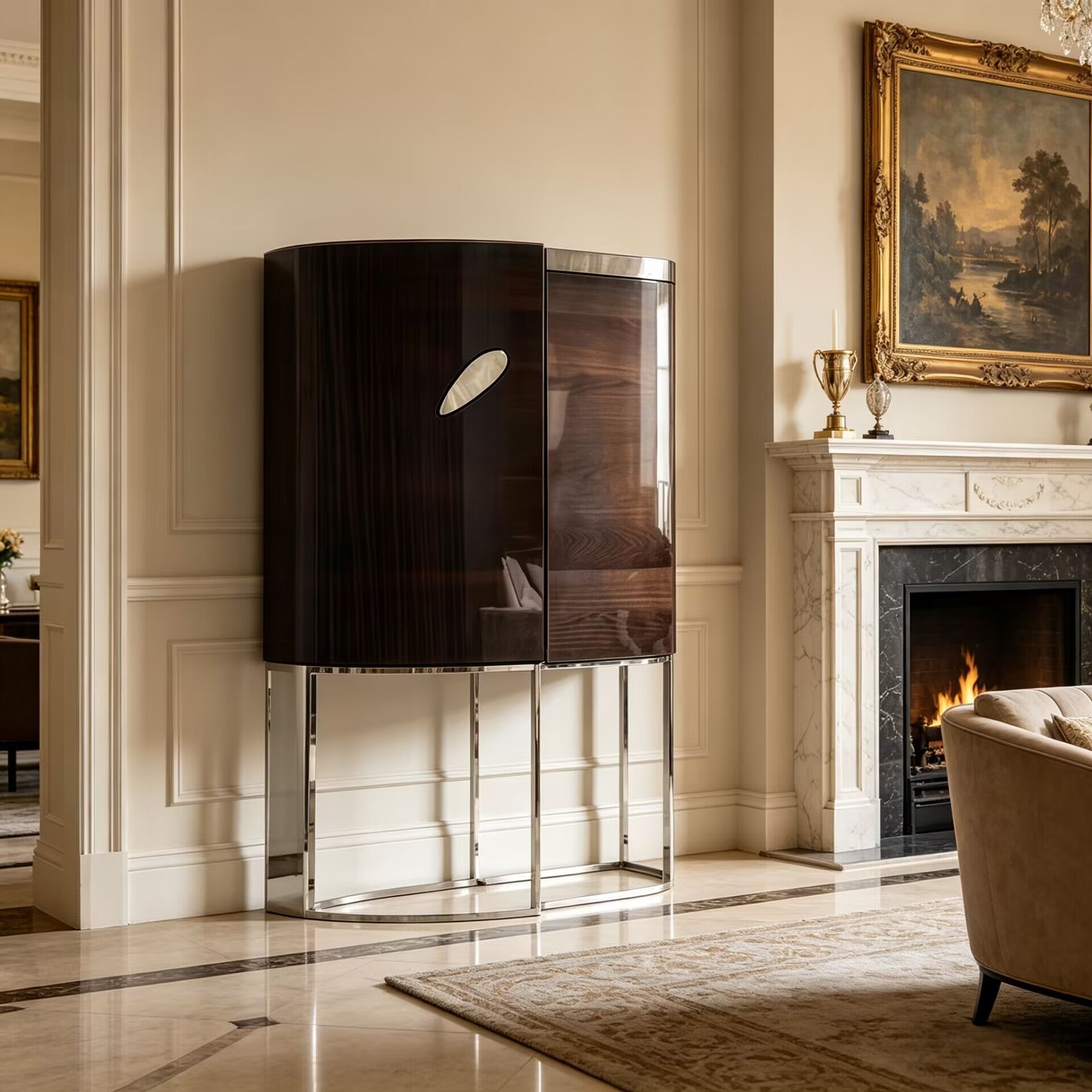 High-End Designer Artistic Customize Solid Wood Wine Cabinet