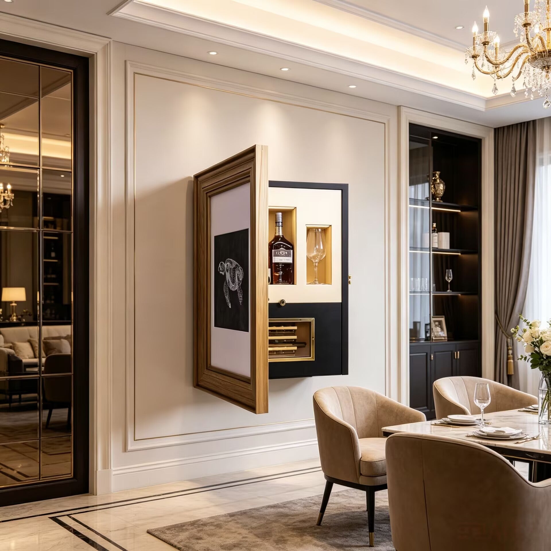 High-End Designer Solid Wood Small Wall-Mounted Wine Cabinet