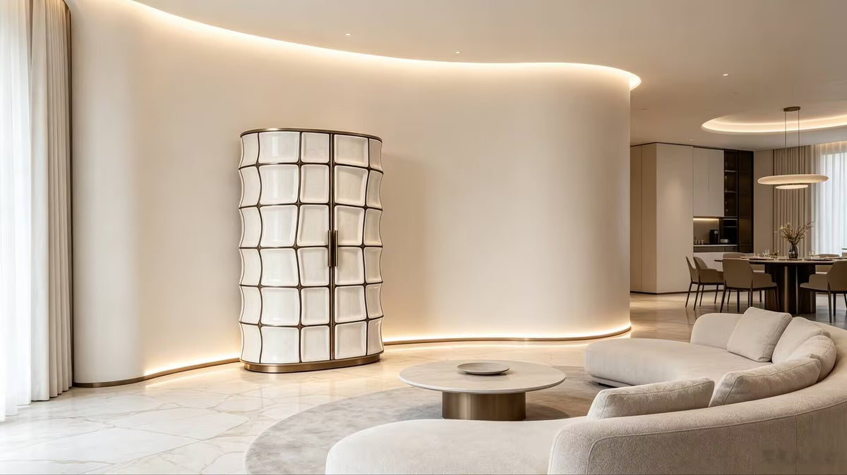 High-End Designer Ceramics Unique Geometry Metal Wine Cabinet