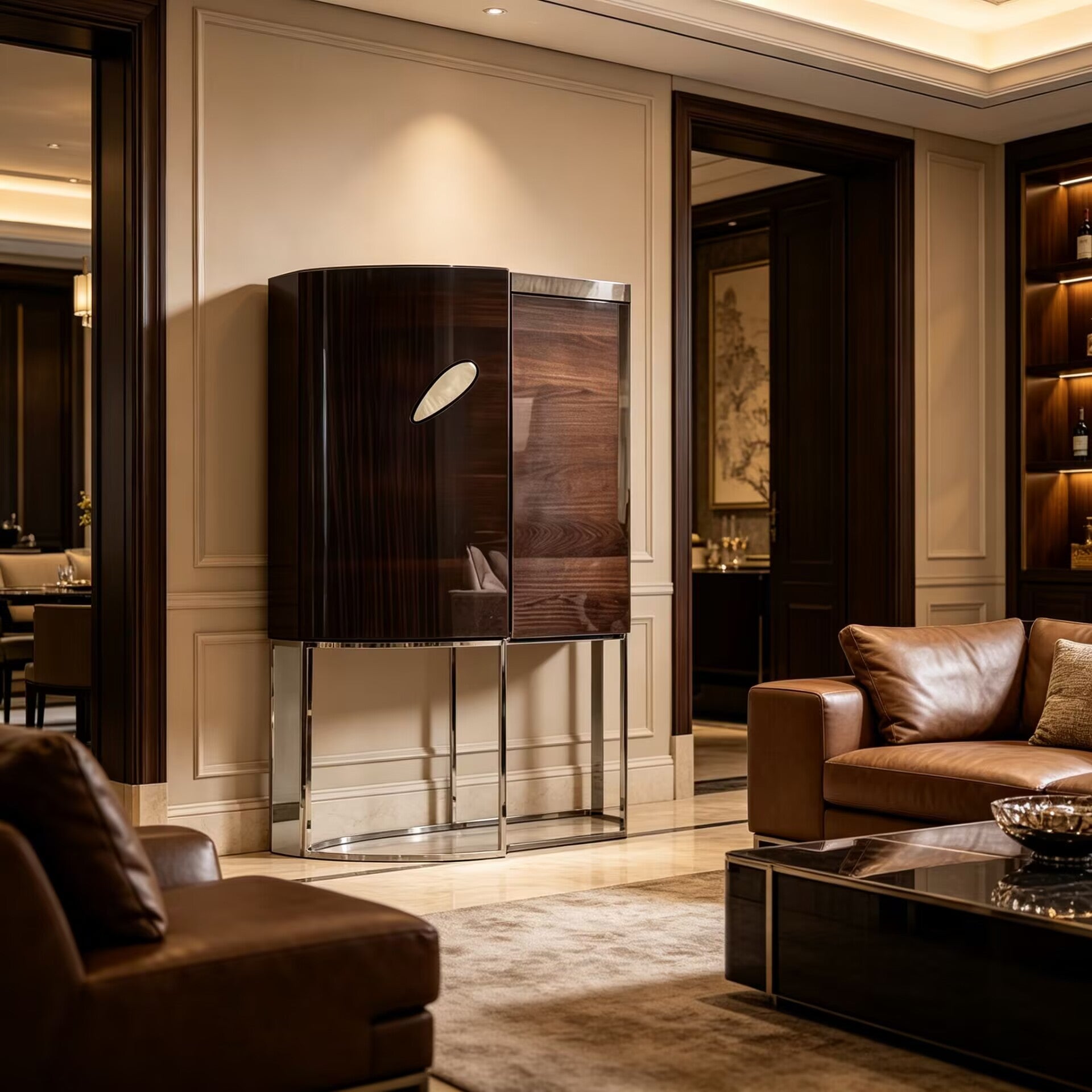 High-End Designer Artistic Customize Solid Wood Wine Cabinet