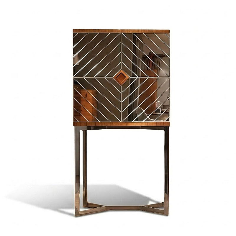 Luxury Modern Minimalism Solid Wood Glass Decorative Wine Cabinet