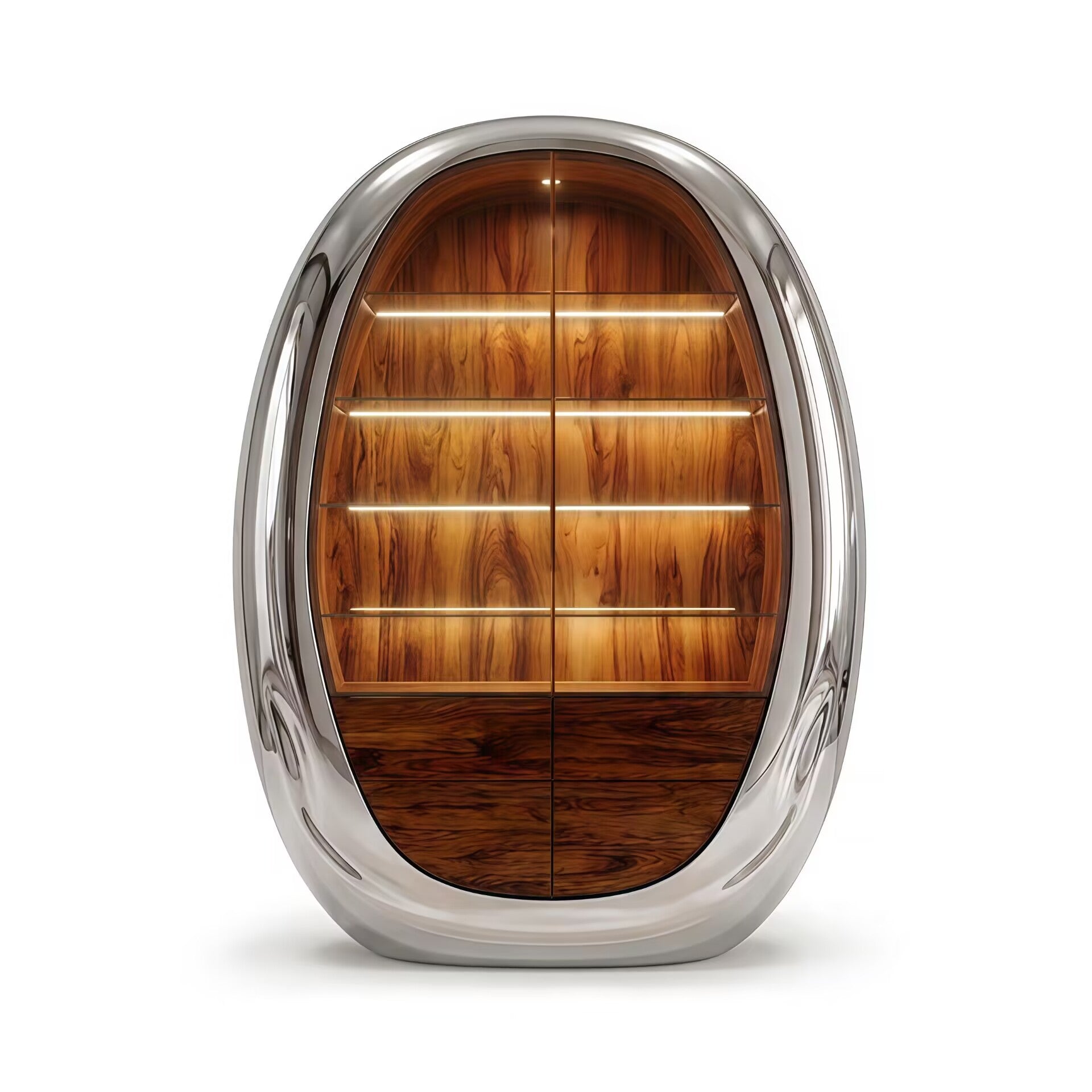Luxurious Artistic High-End Stainless Steel Egg-Shaped Wine Cabinet