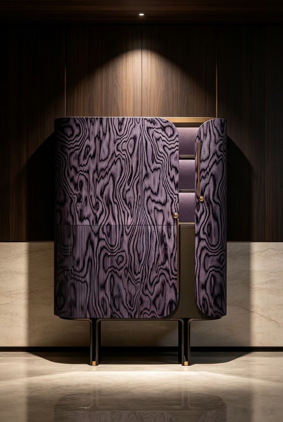 Luxurious Creativity Minimalist Solid Wood Curved Wine Cabinet
