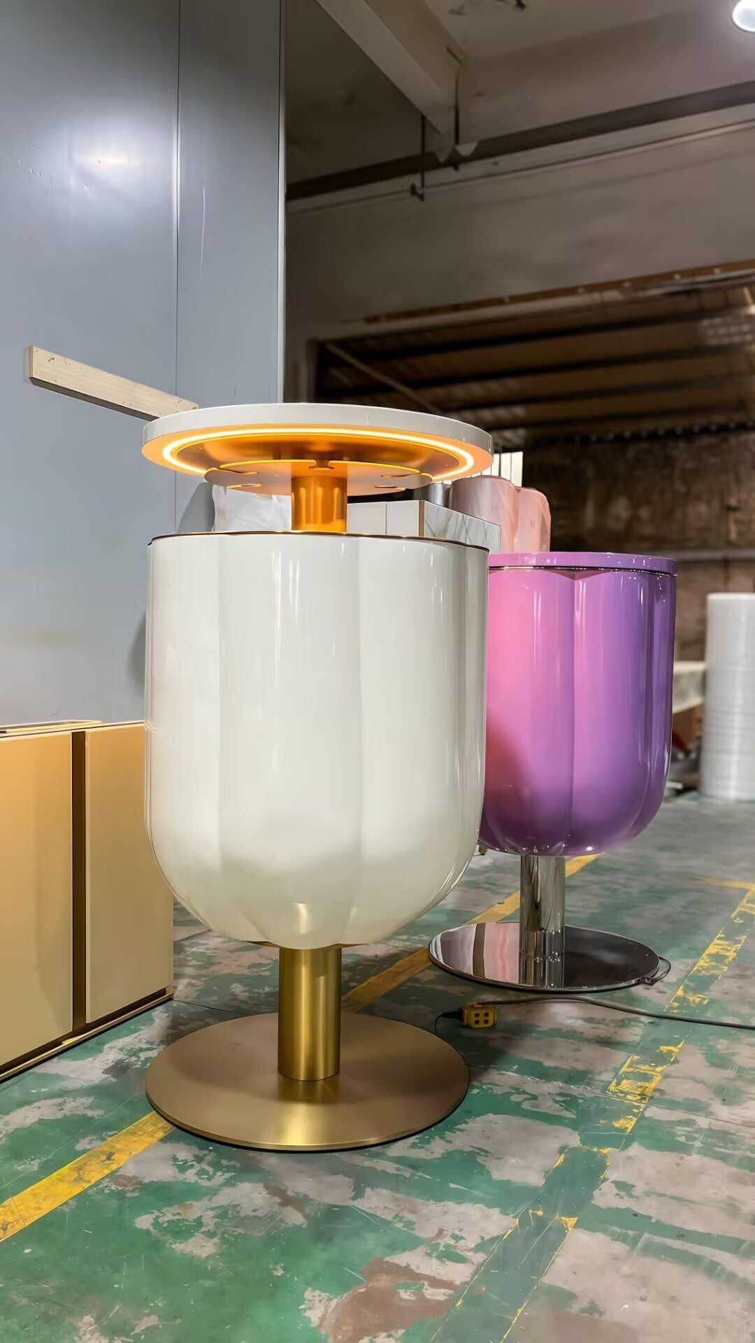 Unique Artistic Irregular Stainless Steel Creativity Lift Wine Cabinet