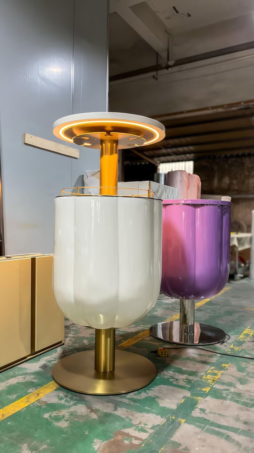 Unique Artistic Irregular Stainless Steel Creativity Lift Wine Cabinet