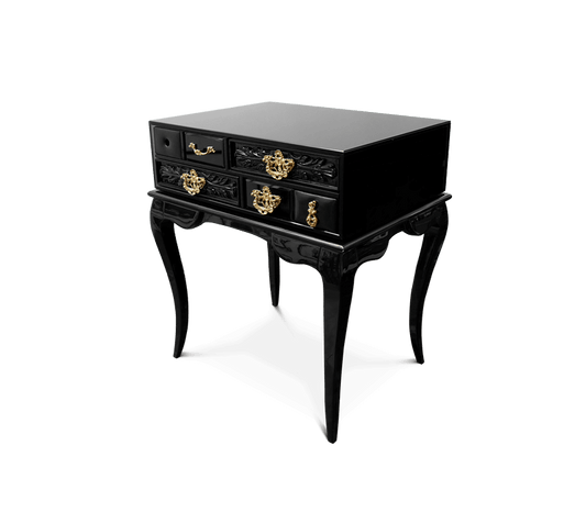 Black Solid wood brass luxurious York Nightstand