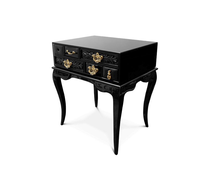 Black Solid wood brass luxurious York Nightstand