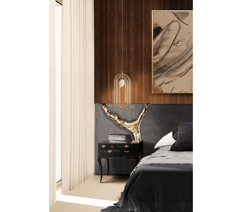 Black Solid wood brass luxurious York Nightstand