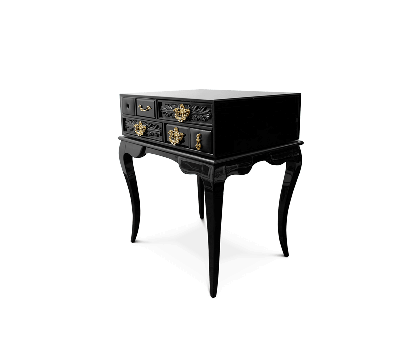 Black Solid wood brass luxurious York Nightstand