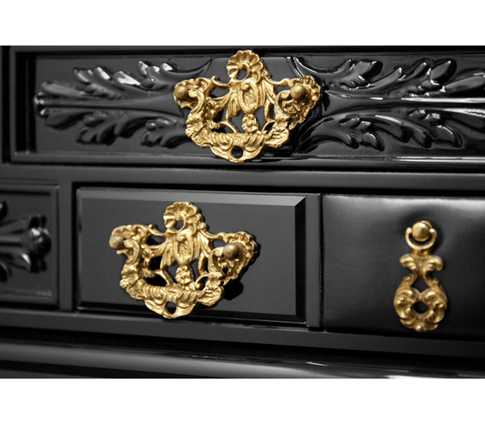 Black Solid wood brass luxurious York Nightstand