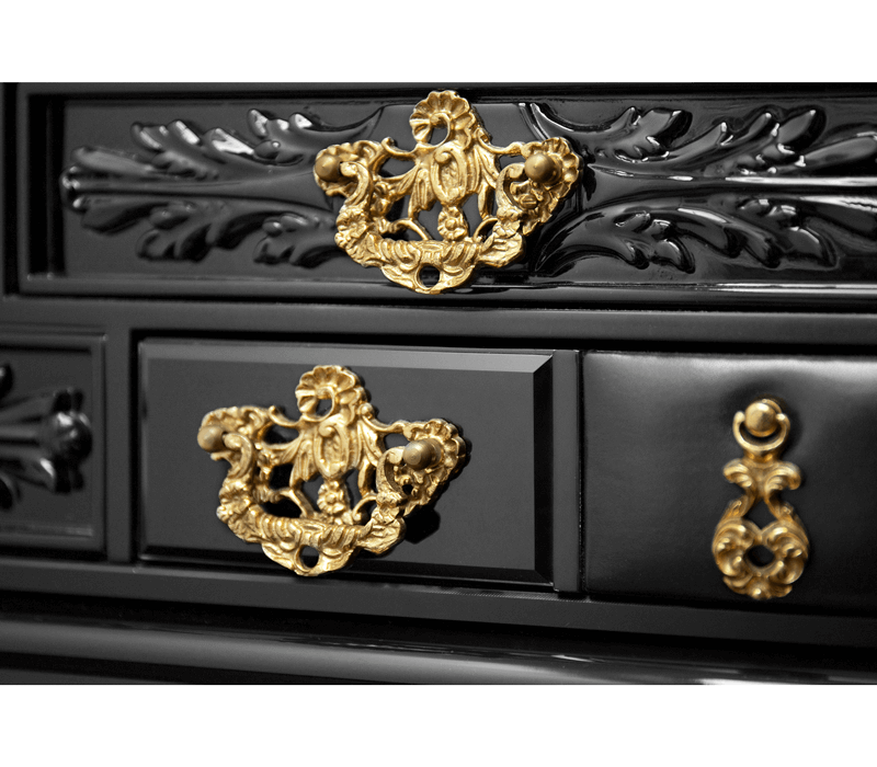 Black Solid wood brass luxurious York Nightstand
