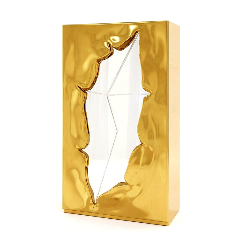 Zeus Designer Solid Wood Irregular Metal Mirror Decorative Sideboard