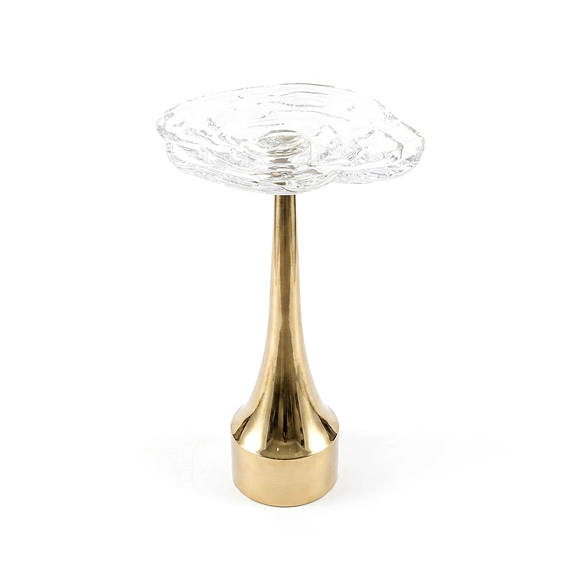 Accent Designer Simplicity Irregular Crystal Carved Metal Side Table
