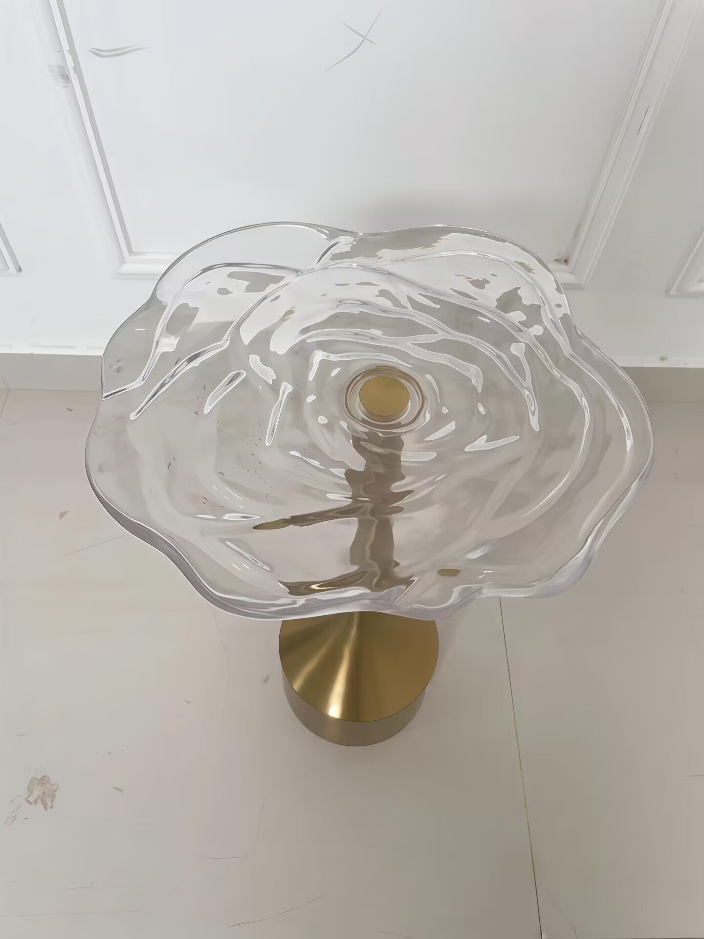 Accent Designer Simplicity Irregular Crystal Carved Metal Side Table