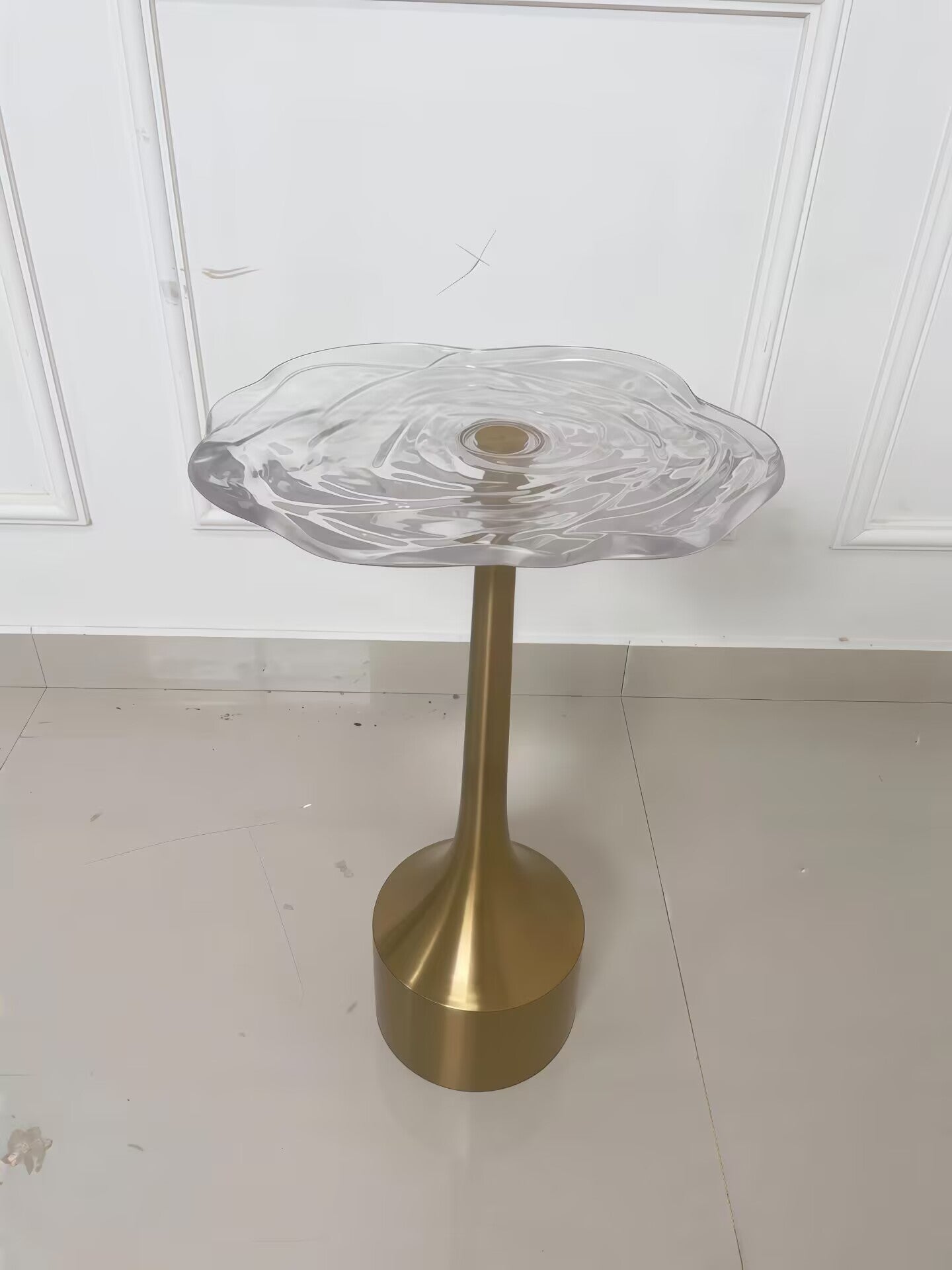 Accent Designer Simplicity Irregular Crystal Carved Metal Side Table