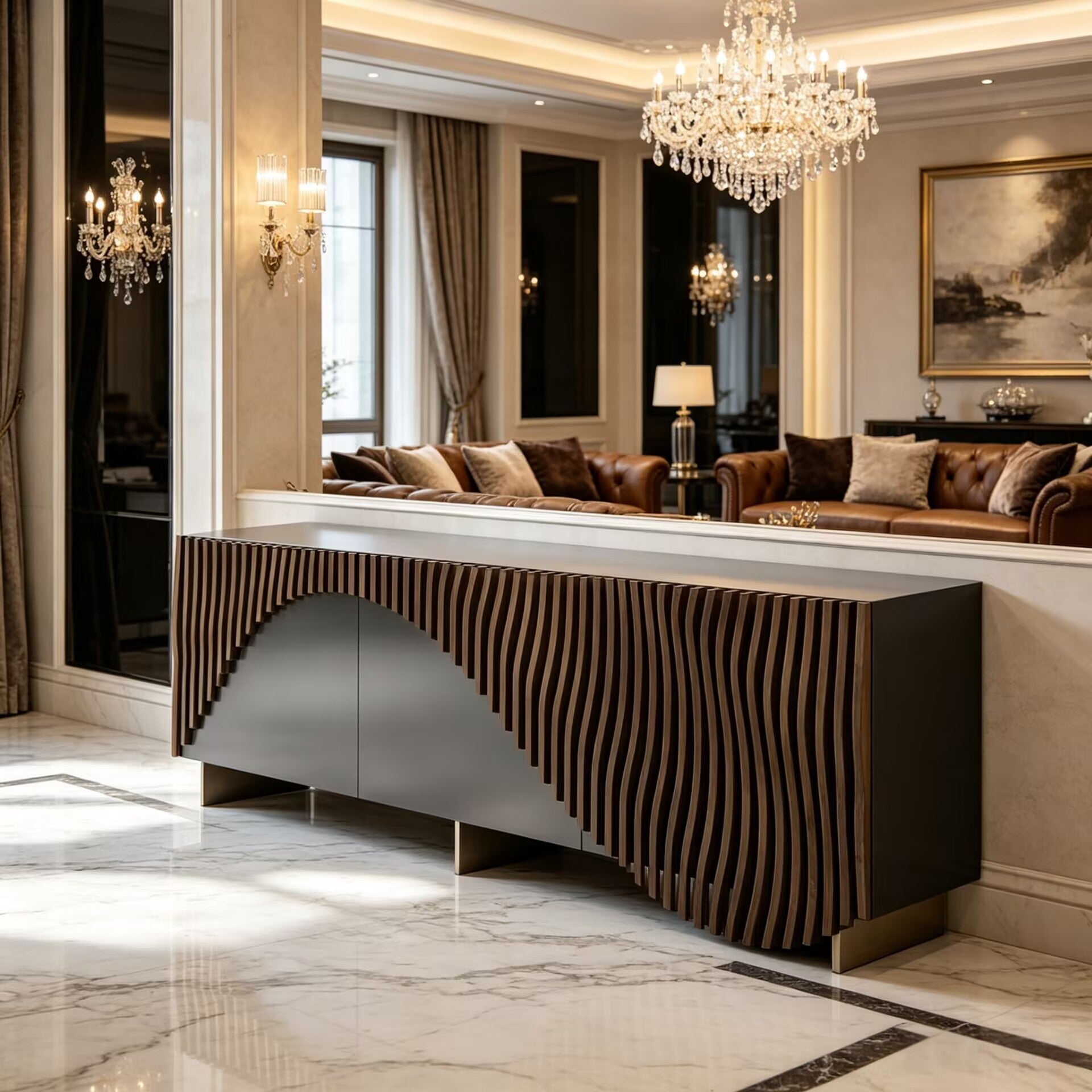 Accento Living Room Minimalism Solid Wood Metal Sideboard