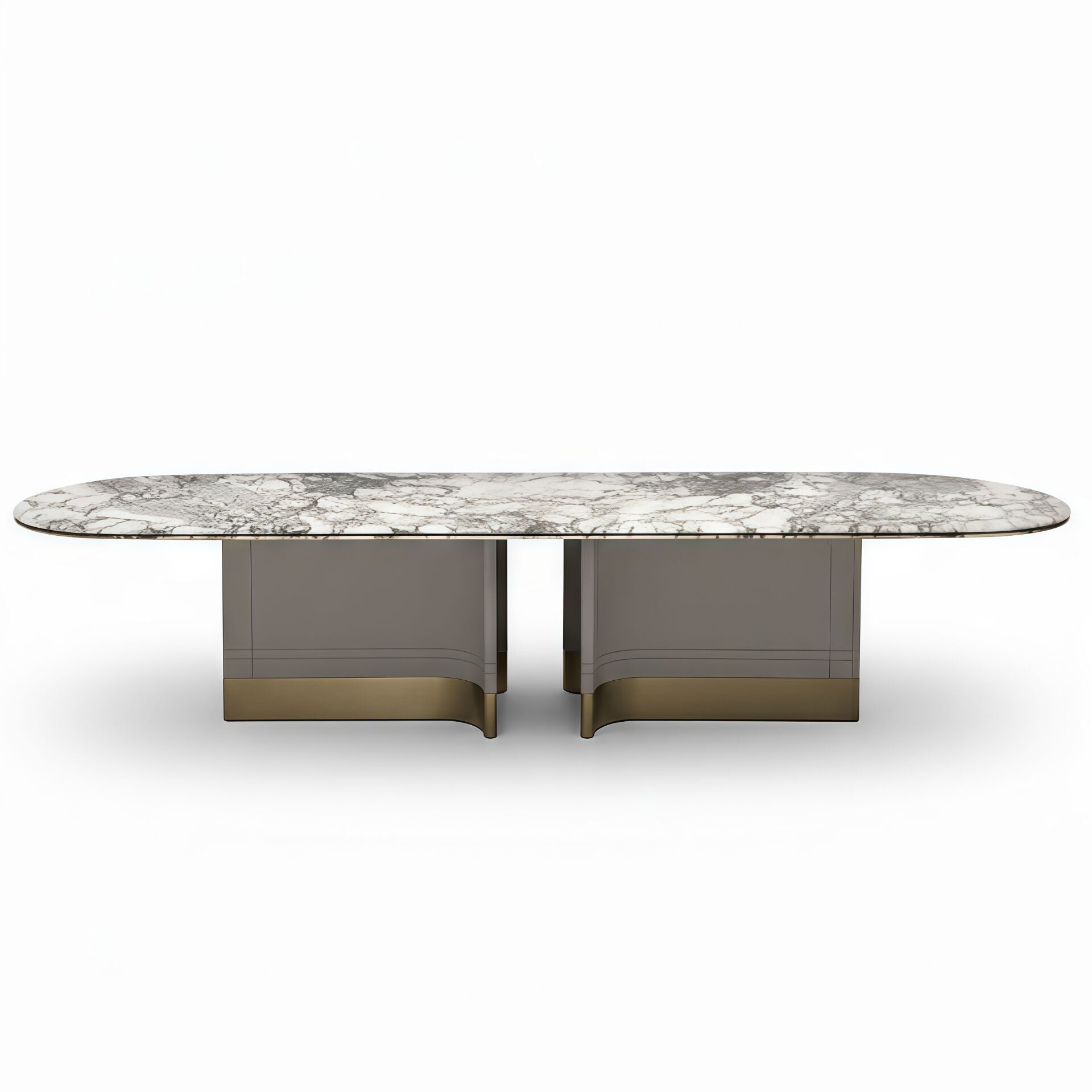 Adone Artistic Luxurious Solid Wood Upscale Marble Oval Dining Table