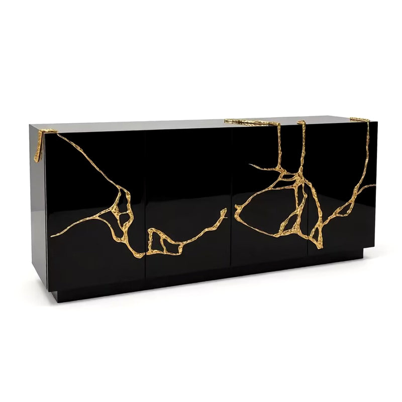 Akar Modern Luxury Art Brass Simplicity Solid Wood Sideboard