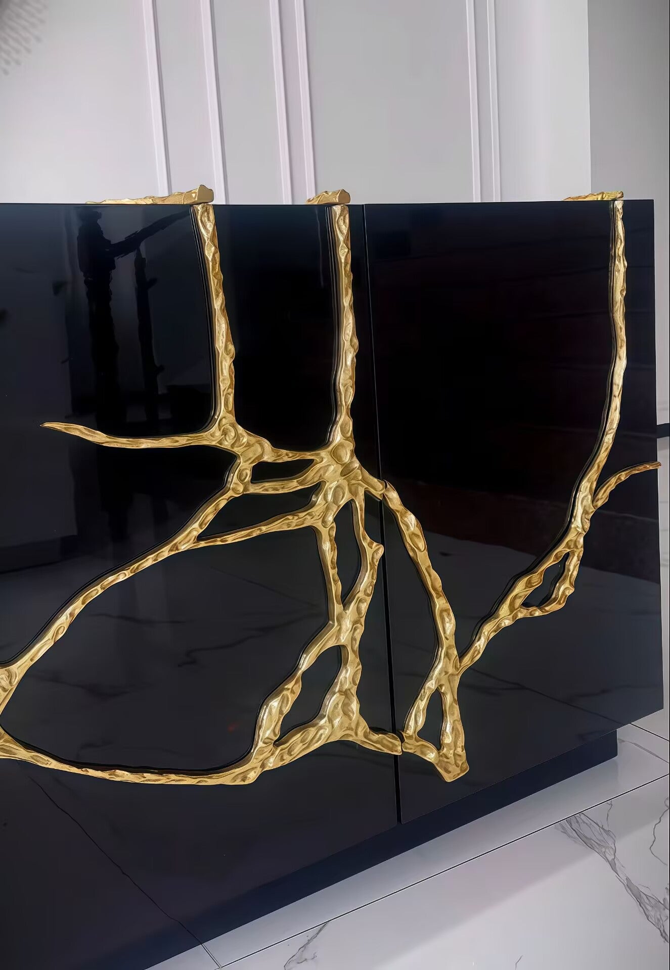 Akar Modern Luxury Art Brass Simplicity Solid Wood Sideboard