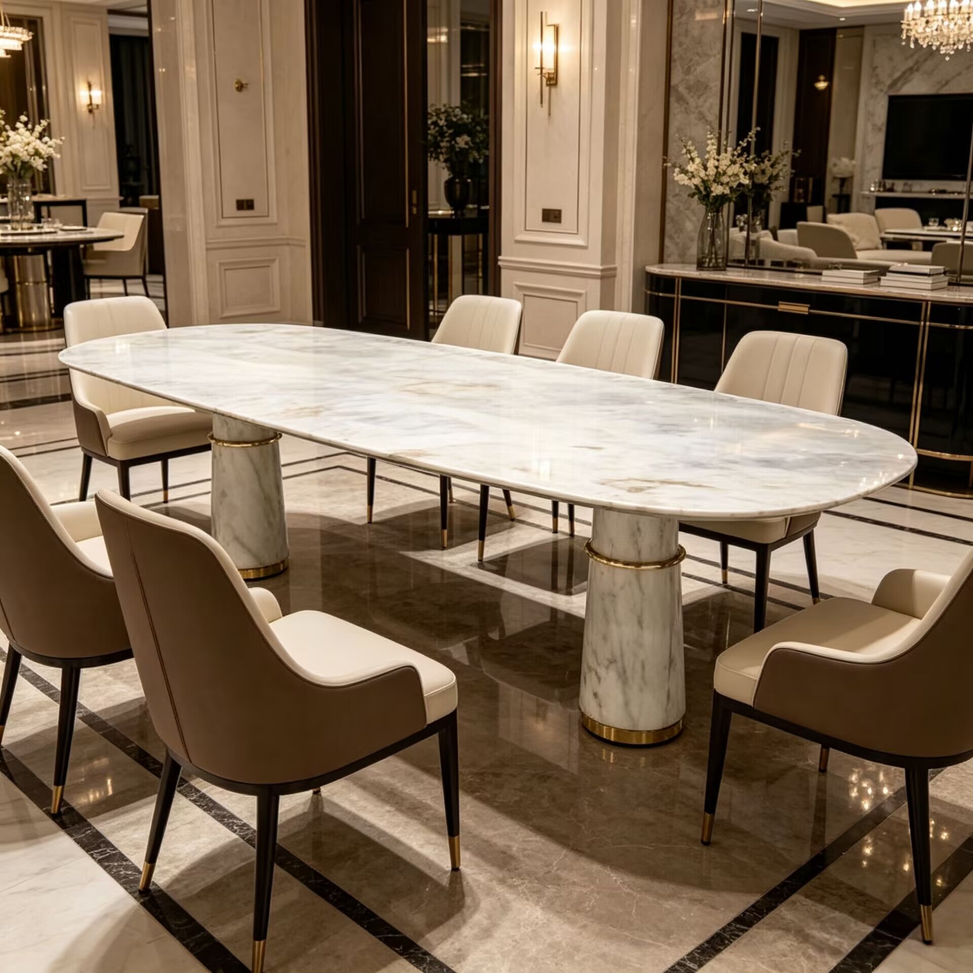 Akola Italian Minimalism Natural Marble Customize Dining Table
