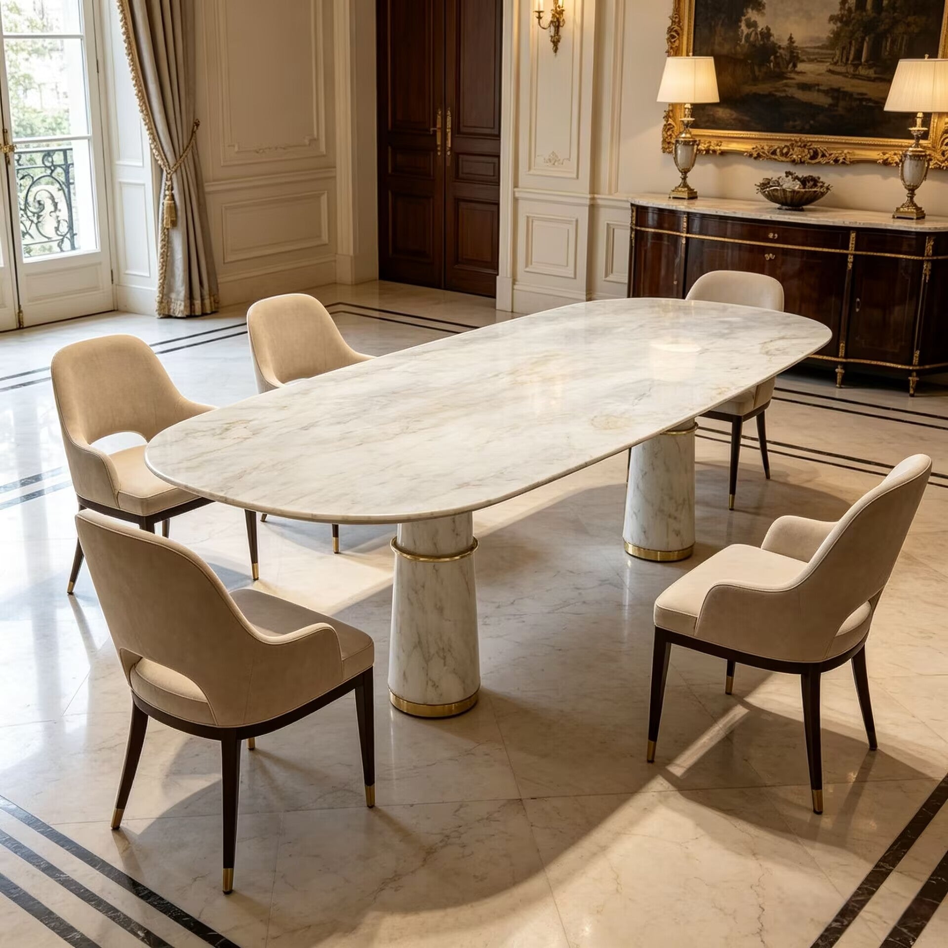 Akola Italian Minimalism Natural Marble Customize Dining Table